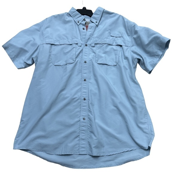 LLBean Sunsmart UPF Outdoor/Fishing Button Down Vented, Short Seeve Shirt - Picture 1 of 12